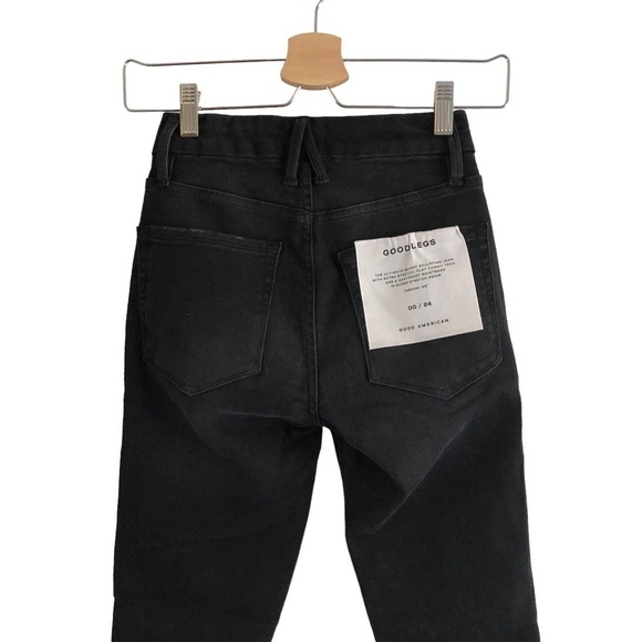 Good American Good Legs Skinny Step Fray Hem Jeans Black Size 24 - Picture 11 of 15